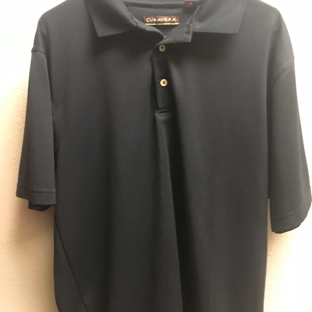 Cubavera Men’s Black Ribbed Polo Large PreOwned